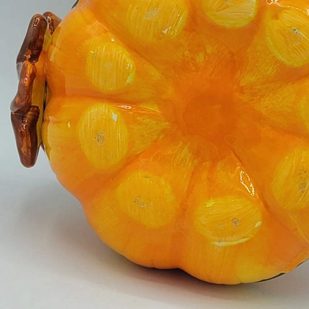 Ceramic Pumpkin Bowls Set of 2 Fall Harvest Halloween Candy Dish Centerpiece Dec